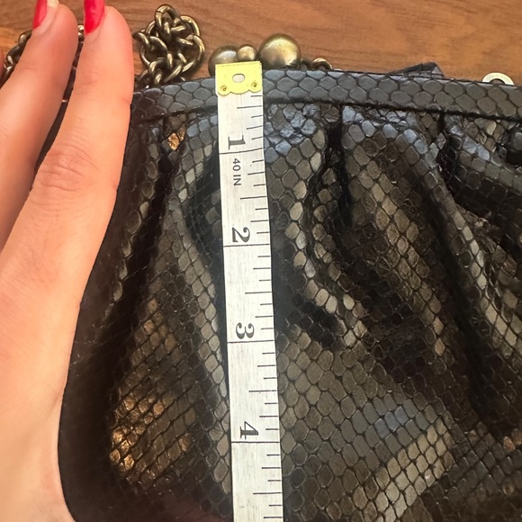 Isabella Fiore Black Snake-Embossed Evening Bag + Matching Pouch - Picture 11 of 13